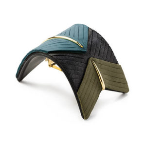 Barrette Plume En Cuir Bleu