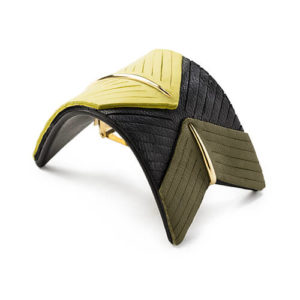 Barrette Plume En Cuir Jaune