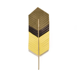Pince Plume En Cuir Jaune