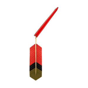 Pince Pendentif Plume En Cuir Corail
