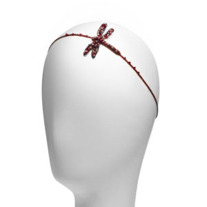 Bandeau Libellule Brodée Grenat